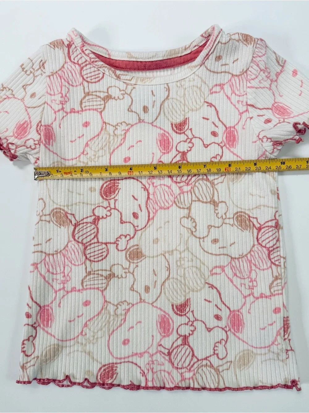 Peanuts Snoopy Ribbed 2 Piece Top And Shorts Pajama Set Girl’s 3T Lettuce Trim